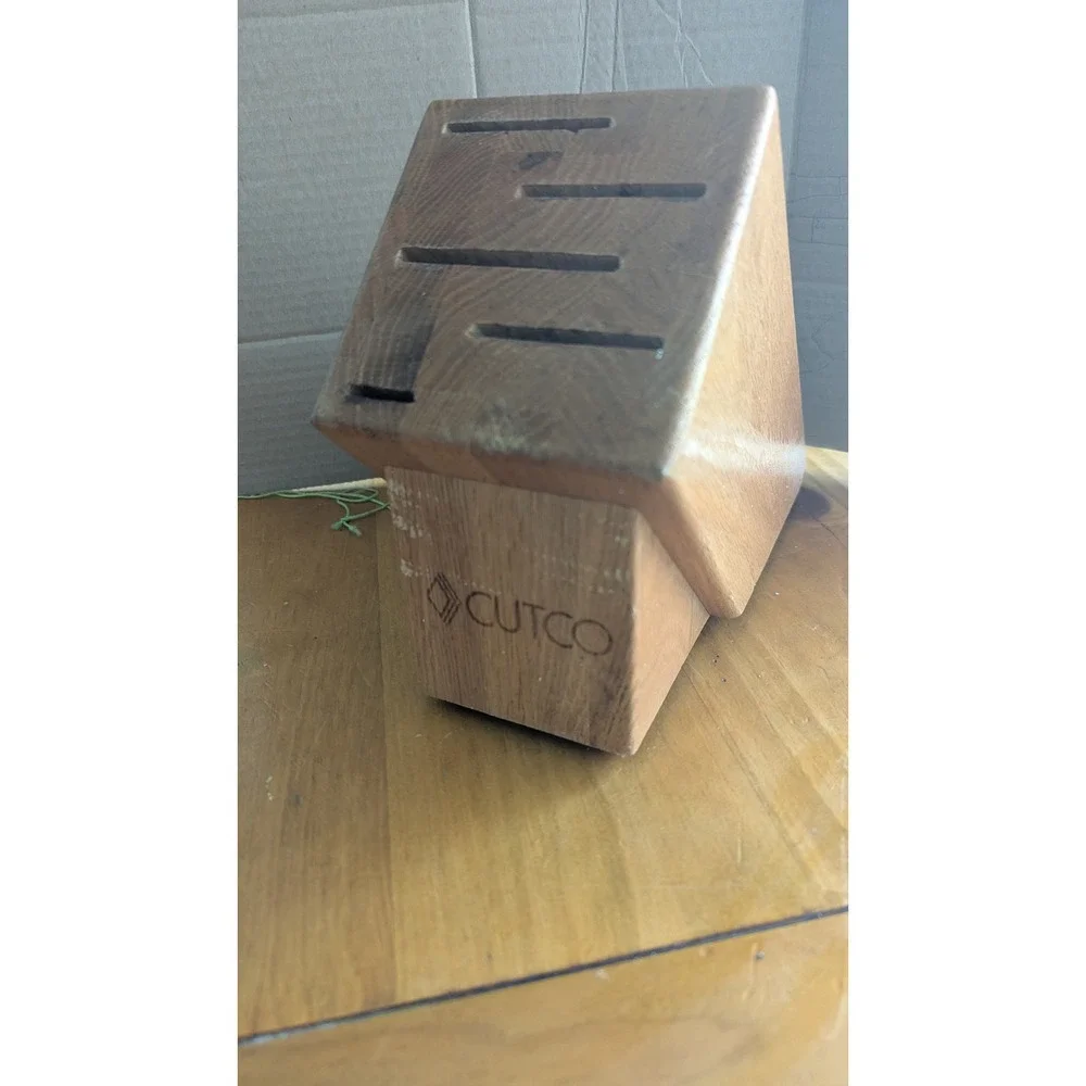 Cutco Oak Wood Knife Block 5 Slot Slanted Kitchen Cutlery Organizer Storage‎